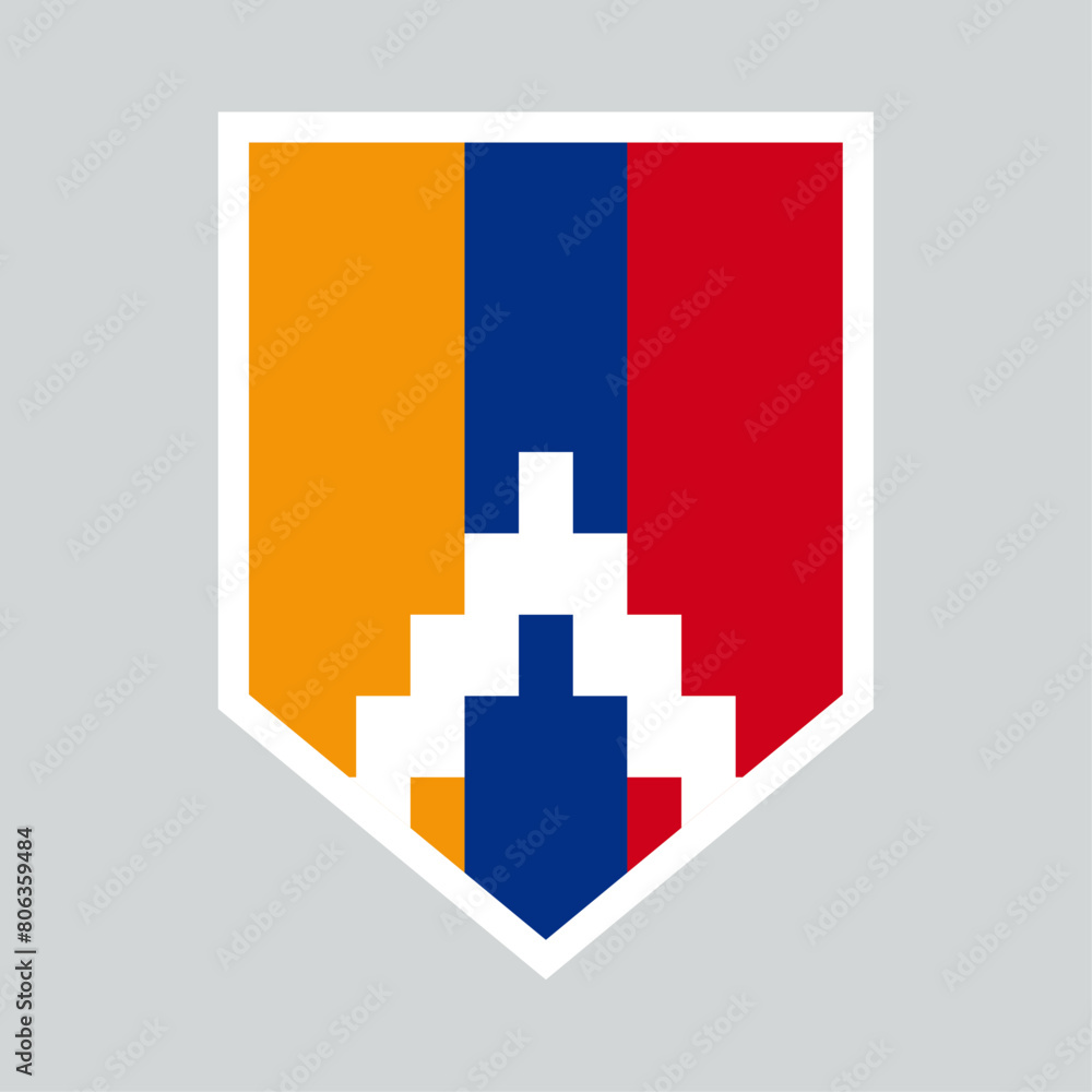 Obraz premium Artsakh Flag in Shield Shape