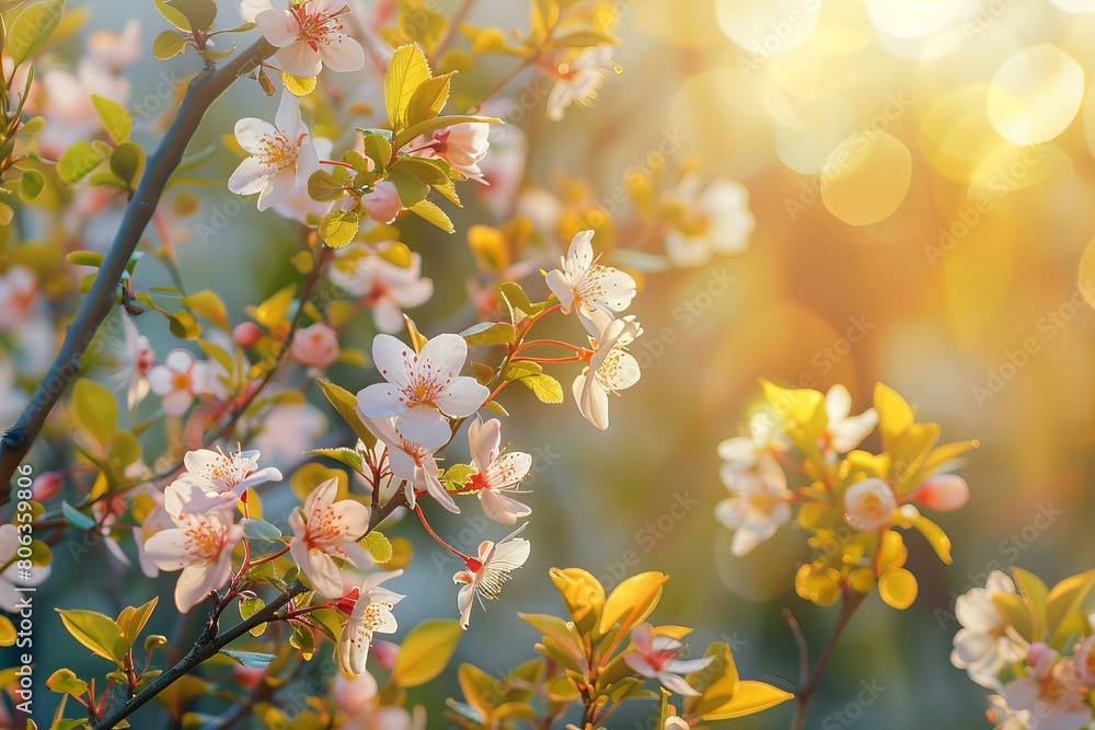 Gorgeous Spring Blossoms on Tree Branches in Golden Light Gorgeous Spring Blossoms on Tree Branches in Golden Light