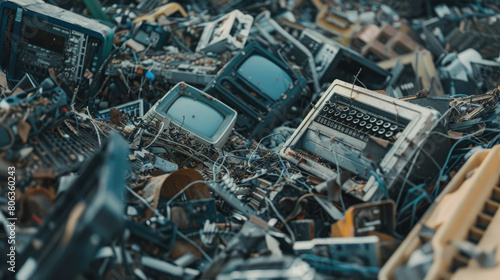 Electronic waste dumped in a landfill