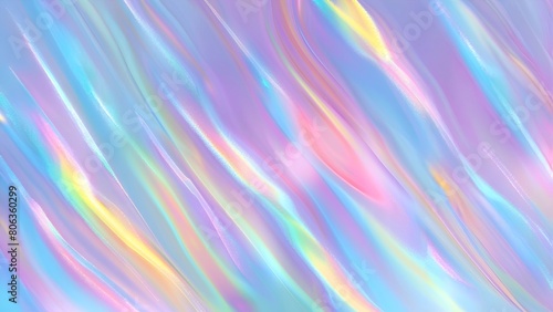 Abstract iridescent wavy background with pastel neon rainbow colors