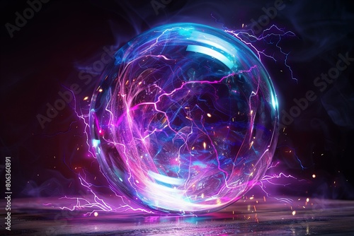 Enigmatic Energy Sphere with Vibrant Electric Sparks