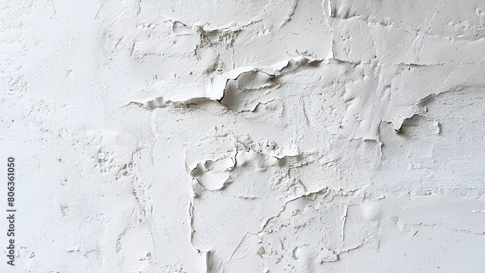 Obraz premium White concrete wall texture with cracks and peeling paint