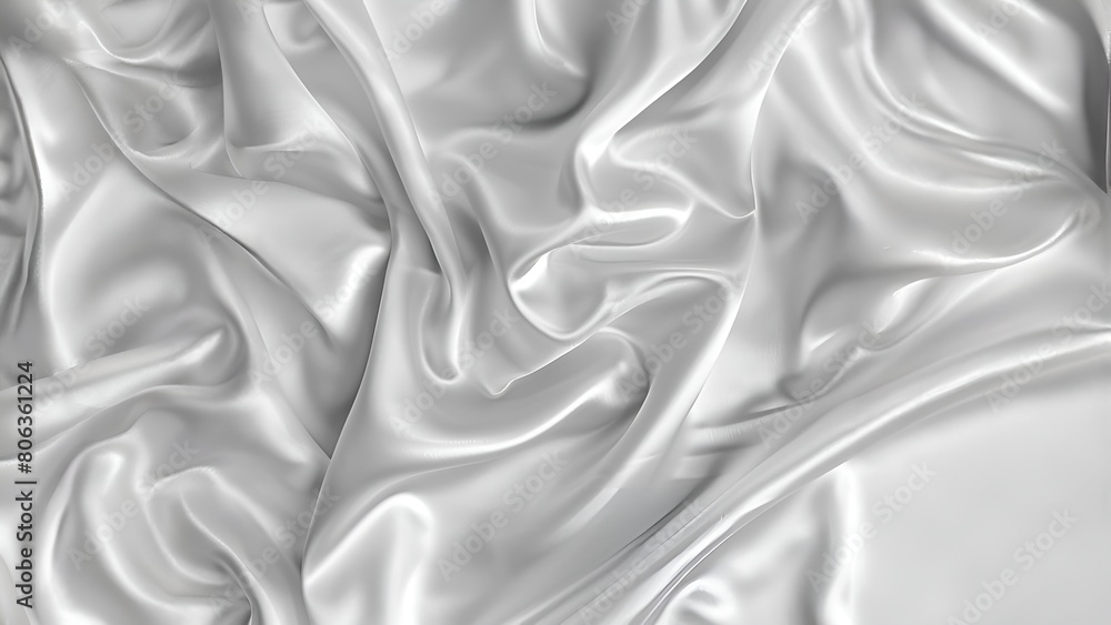 Obraz premium White silk fabric with soft waves, elegant and shiny satin textile background