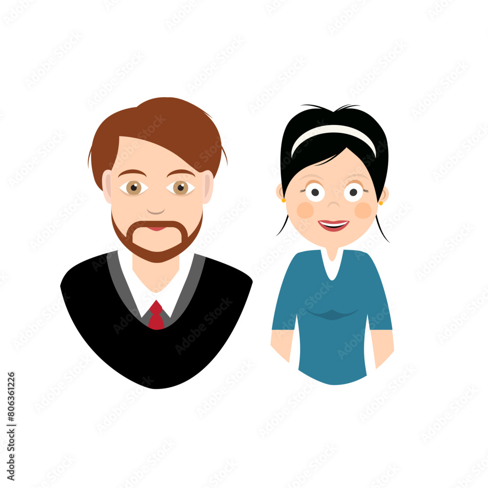 Man and woman icons isolated on white background, vector Man and woman icons isolated on white background, vector