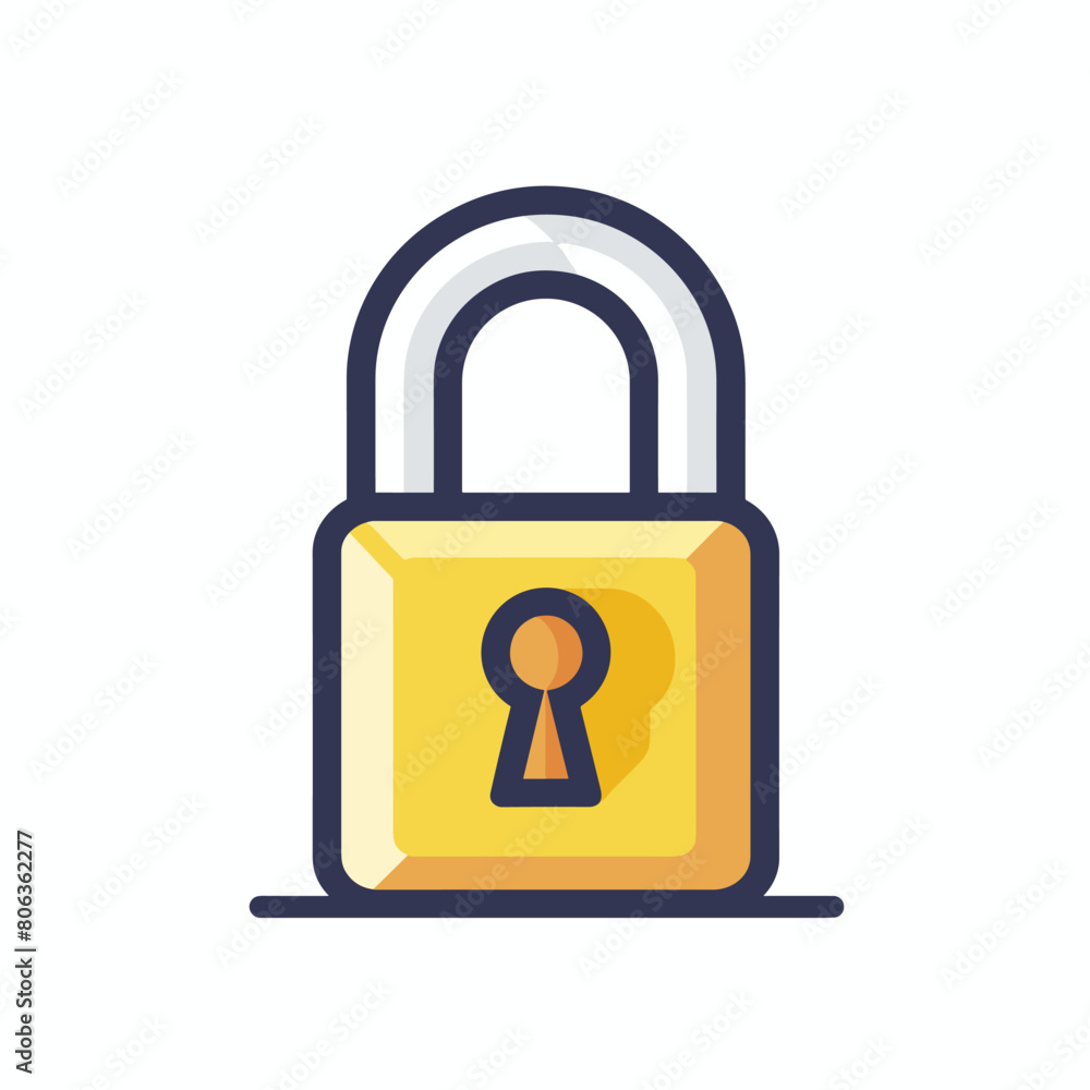 Illustration of a gold padlock with a keyhole on a white background. Illustration of a gold padlock with a keyhole on a white background.