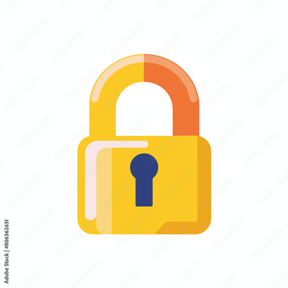 Stylized padlock icon with a modern, flat design on a white background. Stylized padlock icon with a modern, flat design on a white background.