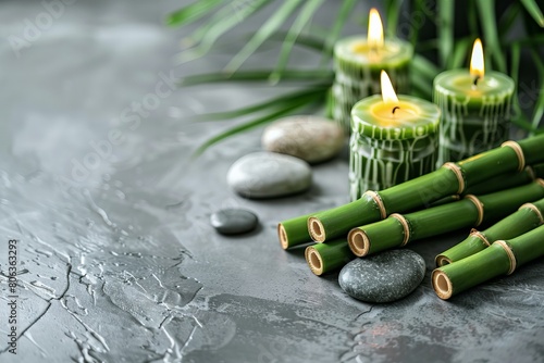 Zen Spa Concept With Bamboo  Candles  and Stones
