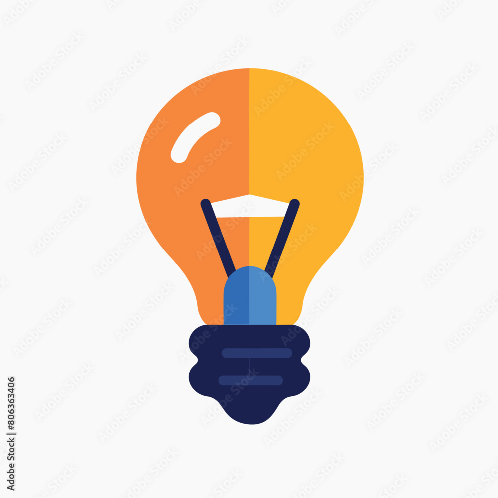 Flat design illustration of a light bulb with bright colors. Flat design illustration of a light bulb with bright colors.