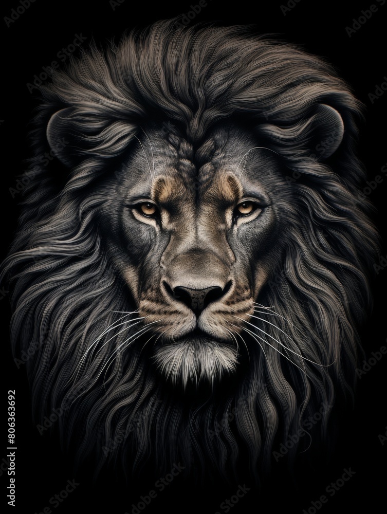 Detailed Graphite Lion Portrait