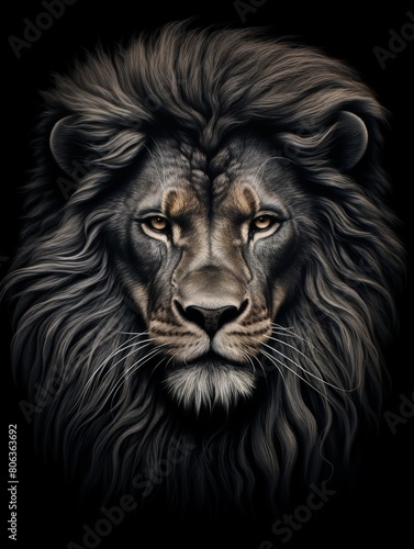 Detailed Graphite Lion Portrait