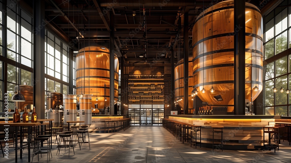 Modern graphic of a craft brewery with rustic amber tanks, perfect for food and beverage industry insights. Modern graphic of a craft brewery with rustic amber tanks, perfect for food and beverage industry insights.