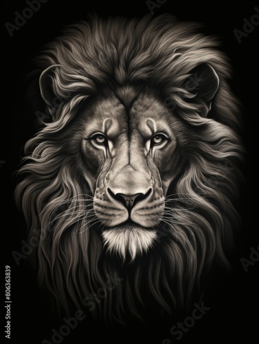 Graphite Pencil Portrait of a Lion s Head