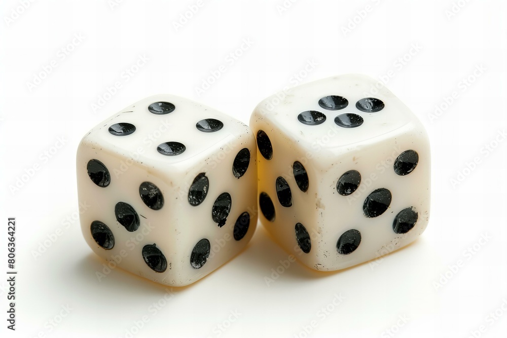 Two White Dice Isolated on a Clean White Background Two White Dice Isolated on a Clean White Background