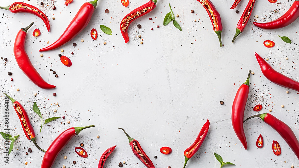 Chili peppers on a white background