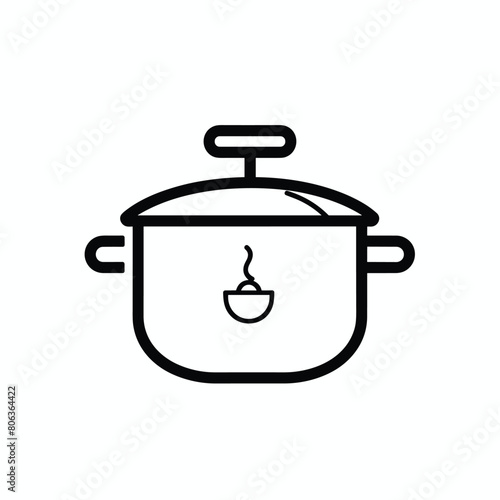 Simple black and white illustration of a cooking pot with steam rising, symbolizing warmth and home-cooked meals.