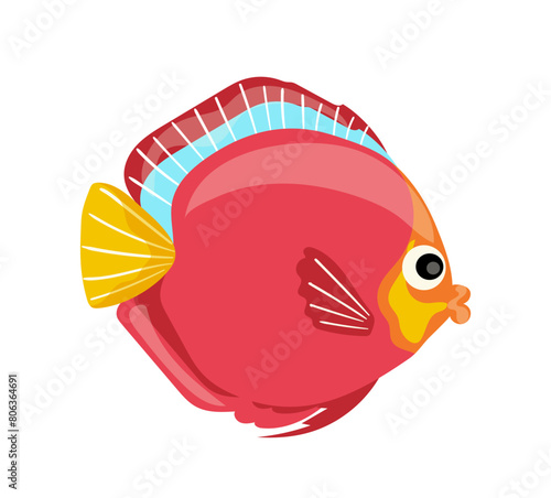 Cute seawater mascot beautiful fish cartoon vector illustration isolated on white background