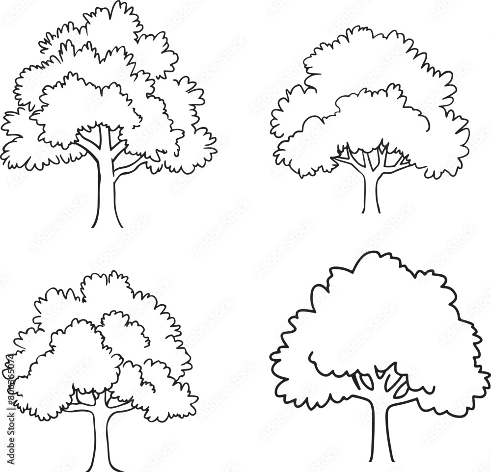 Naklejka premium Delightful Trees coloring page illustration Tree coloring page for kids, coloring book