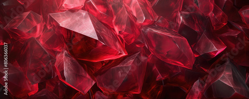 Red crystals, closeup macro detail - abstract crystalline background. Generative AI photo
