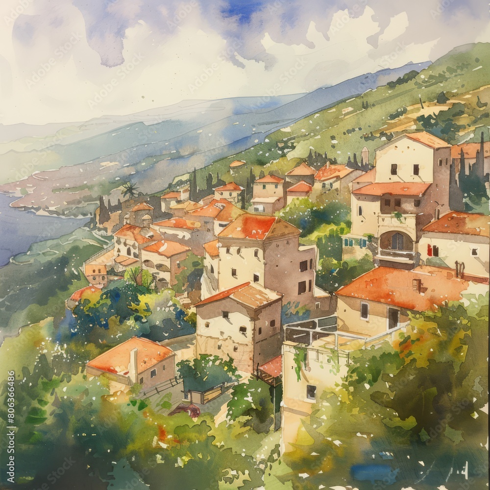 Watercolor painting of lebanon , generated with ai
