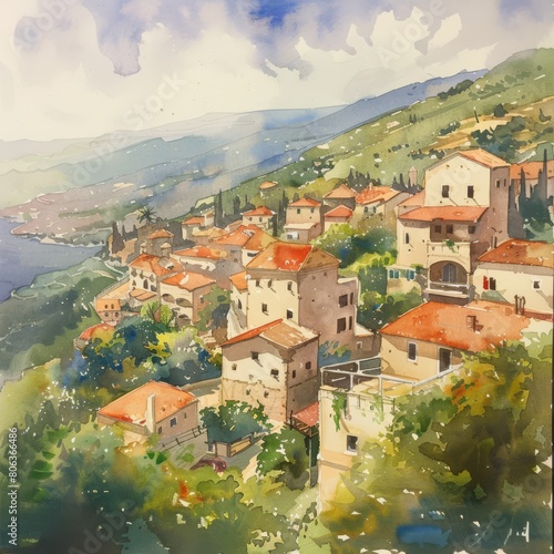 Obraz na płótnie Watercolor painting of lebanon , generated with ai w salonie