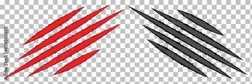 Animal claw scratches set. Wild animal claws scratch texture.