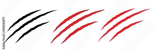 Scratch vector. Claw mark vector silhouette set. Claws beast ripped marks.