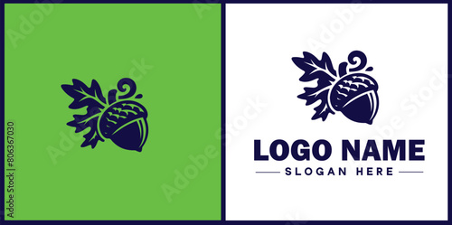 acorn icon Oak nut Acorn nut Acorn seed flat logo sign symbol editable vector