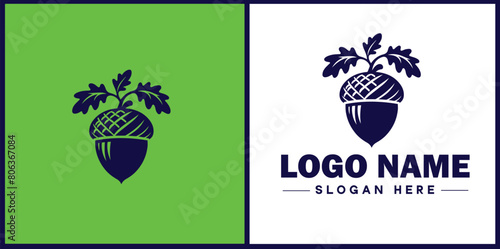 acorn icon Oak nut Acorn nut Acorn seed flat logo sign symbol editable vector