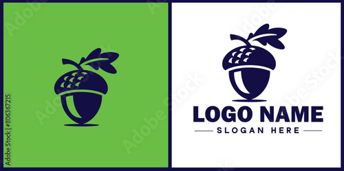 acorn icon Oak nut Acorn nut Acorn seed flat logo sign symbol editable vector