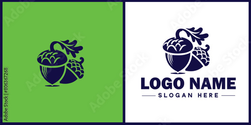 acorn icon Oak nut Acorn nut Acorn seed flat logo sign symbol editable vector