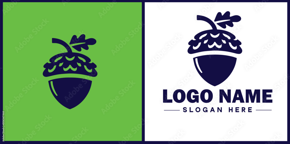 Fototapeta premium acorn icon Oak nut Acorn nut Acorn seed flat logo sign symbol editable vector