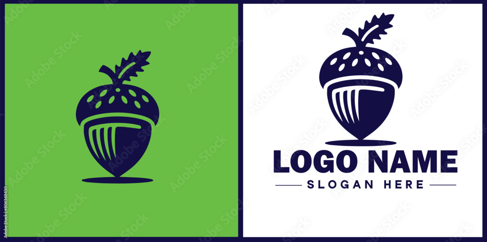 Fototapeta premium acorn icon Oak nut Acorn nut Acorn seed flat logo sign symbol editable vector