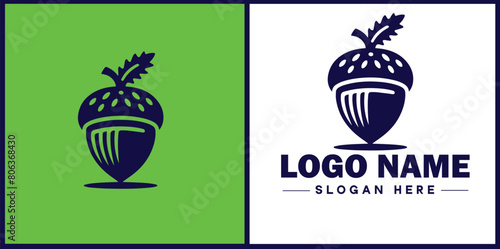 acorn icon Oak nut Acorn nut Acorn seed flat logo sign symbol editable vector