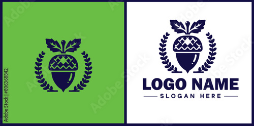 acorn icon Oak nut Acorn nut Acorn seed flat logo sign symbol editable vector