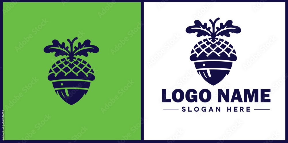 Naklejka premium acorn icon Oak nut Acorn nut Acorn seed flat logo sign symbol editable vector
