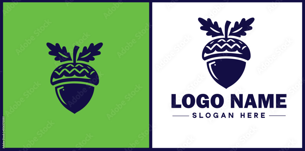 Fototapeta premium acorn icon Oak nut Acorn nut Acorn seed flat logo sign symbol editable vector