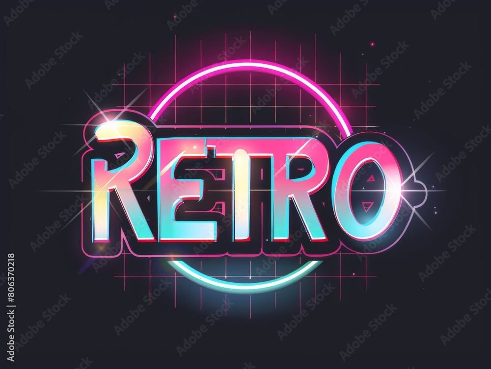 1980's look illustration logo with name 