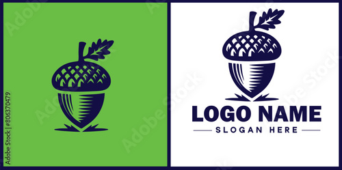 acorn icon Oak nut Acorn nut Acorn seed flat logo sign symbol editable vector