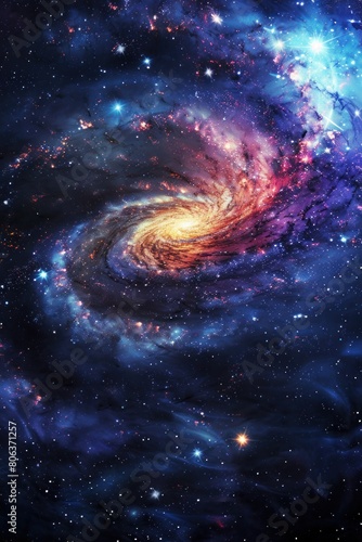 Abstract Spiral Nebula Of Universe. Galaxy and star constellations in deep space © Anzhela