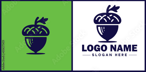 acorn icon Oak nut Acorn nut Acorn seed flat logo sign symbol editable vector