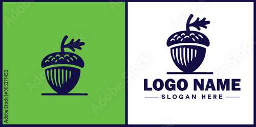acorn icon Oak nut Acorn nut Acorn seed flat logo sign symbol editable vector