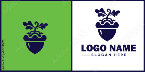 acorn icon Oak nut Acorn nut Acorn seed flat logo sign symbol editable vector