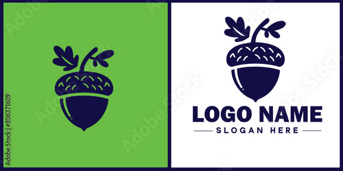 acorn icon Oak nut Acorn nut Acorn seed flat logo sign symbol editable vector