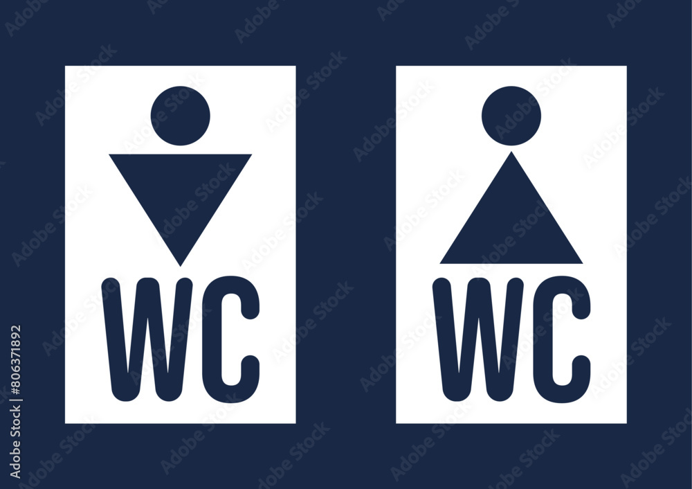 Obraz premium Toilet doors signboard isolated concept. Vector flat cartoon illustration of design element