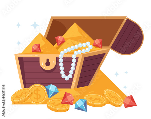 Pirate chest treasure concept. Vector flat cartoon graphic design illustration	
