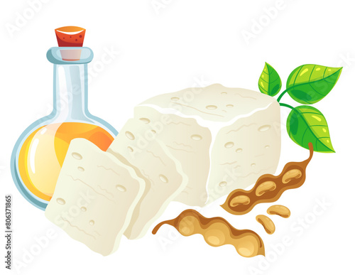 Different soy product food isolated set. Vector flat graphic design cartoon illustration	
