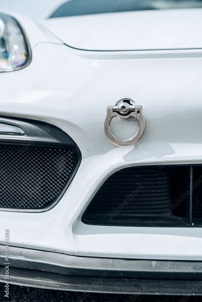 Tow hook on a car bumper Tow hook on a car bumper