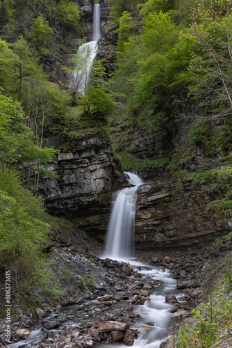 The cascade waterfall of Diesbach in Diesbach-Betschwanden  Canton Glarus  Switezrland