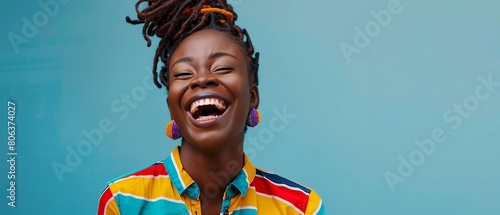 Close up portrait of a woman laughing