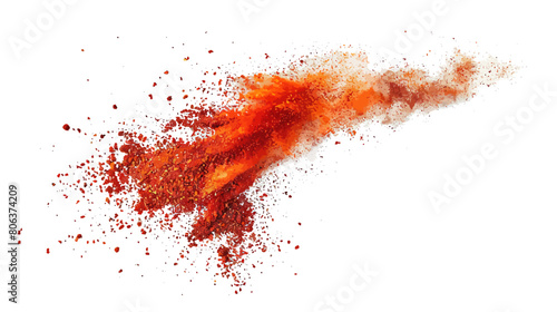 Explosive explosion of red chili powder on white background	
 photo